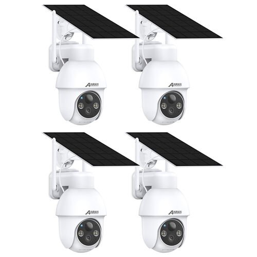 Caméra de Surveillance ANRAN 5MP PTZ Caméra Surveillance WiFi Exterieure sans Fil Solaire,Vision Nocturne Couleur 30m avec 4 Lumières Blanches,HD 2560 x