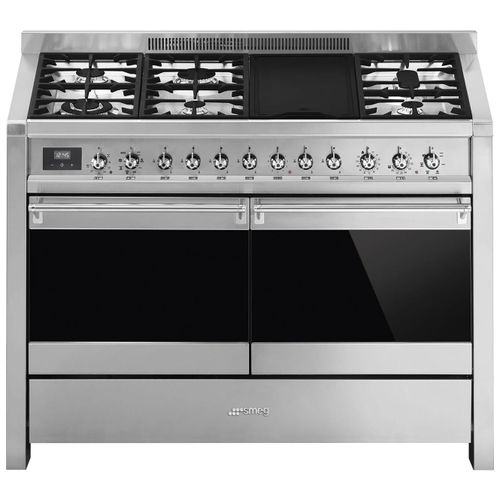 Smeg A4-81 four et cuisinière A Electrique Gaz Noir et Acier inoxydable