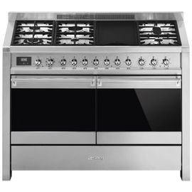 Smeg A4-81 four et cuisinière Electrique Gaz Noir et Acier inoxydable