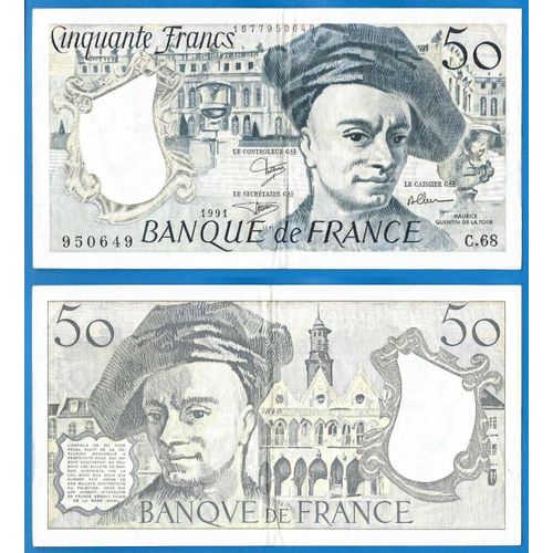 France 50 Francs 1991 Quentin De La Tour Billet Franc Frc Frcs Frs