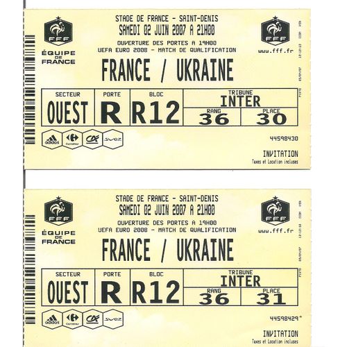 Football Billet France Ukraine 2007