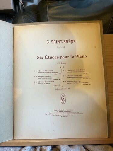 Saint-Saens Six Études Partition Piano Op. 111 Livre 2 Durand & Fils