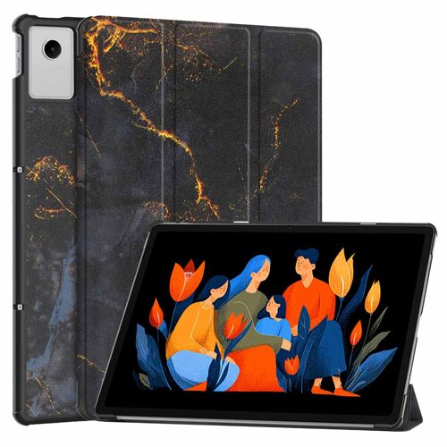 imoshion Coque tablette Design Trifold Lenovo Idea Tab Plus Black Marble