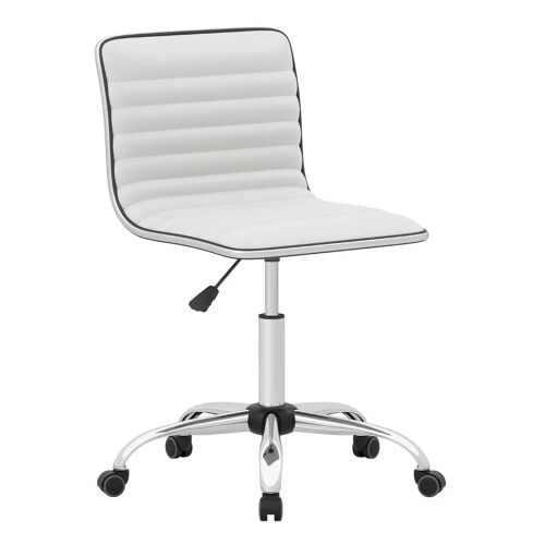 Chaise de bureau ajustable siège pivotant 51 x 45 x 82-96,5 cm confort optimal design moderne en simili-cuir blanc Helloshop26 20_0011081