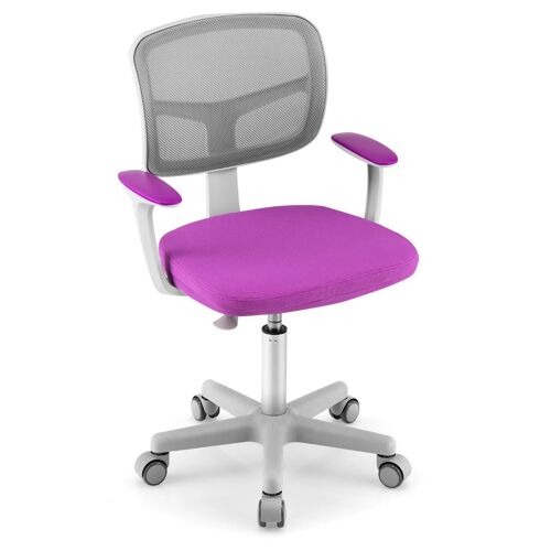 Chaise de bureau enfant réglable en hauteur 54 x 50 x 80-91,5 cm avec mise en posture ergonomique style contemporain en PVC violet Helloshop26 20_0011126
