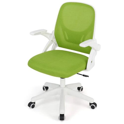 Chaise de bureau ergonomique 63 x 63 x 92-100 cm confort optimal avec accoudoirs rabattables design moderne en PP vert Helloshop26 20_0011098