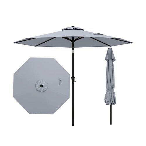 Parasol De Patio 270 X 270 X 240 Cm Inclinaison Facile Structure Robuste Finition Gris Helloshop26 20_0012983