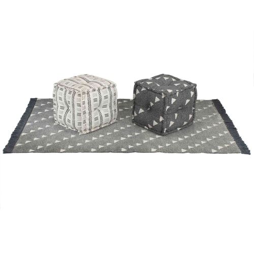 vidaXL Pouffes Géométrique Gris et blanc 40 x 40 x 40 cm tissu