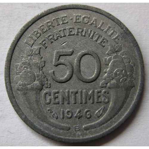 Pièce De Monnaie Française De 50 Centimes Morlon, 1946 B, Aluminium, (80).