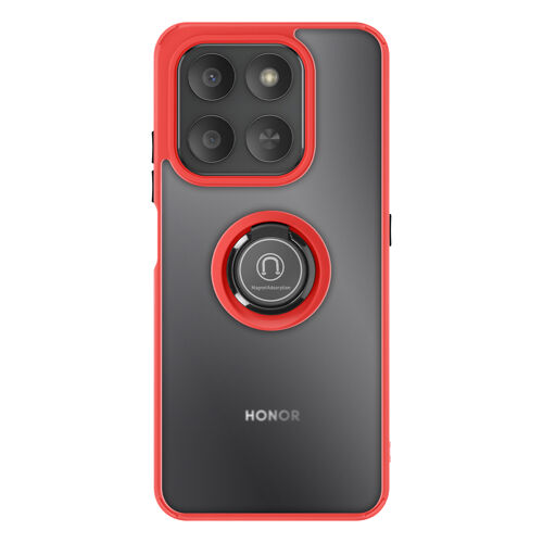 Coque pour Honor 400 Smart avec Anneau Magnétique Rotatif et Finition Givrée Rouge