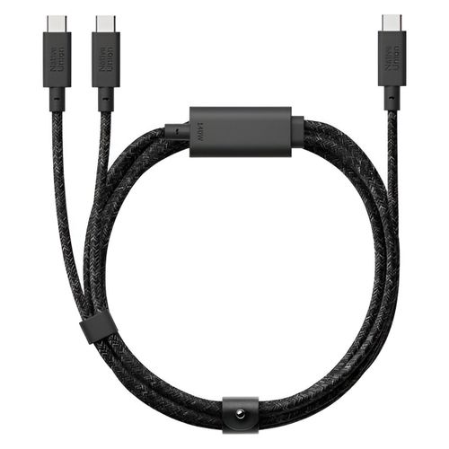 Câble USB-C vers 2 USB-C Charge 140W et Synchronisation 480Mbps Modèle Belt 2m Native Union Noir