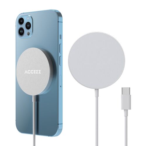 Accezz Chargeur sans fil USB-C Chargeur sans fil MagSafe et Qi2 1 mètres Blanc