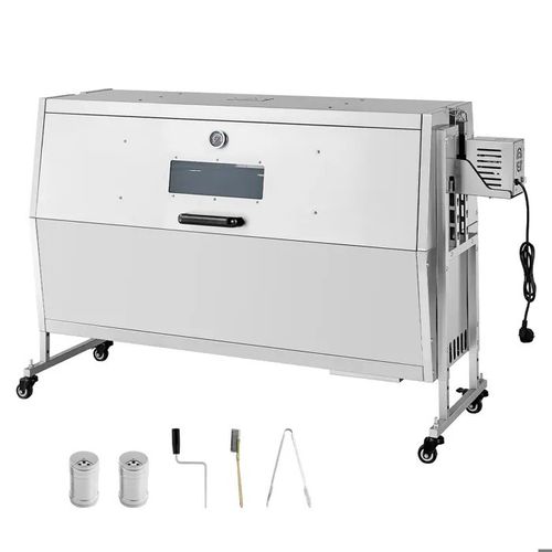 Barbecue à Charbon-Duoku-avec Capacité de 60 kg, Équipé d'un Tournebroche Électrique de 38 W, Broche en Acier Inoxydable