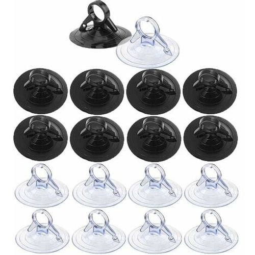 60 Ventouses Transparentes Et Noires 45mm, Sans Crochets, Pour Pare-Soleil De Voiture, Miroir, Cuisine, Salle De Bain ¿ Matériau Pvc Souple Et Résistant