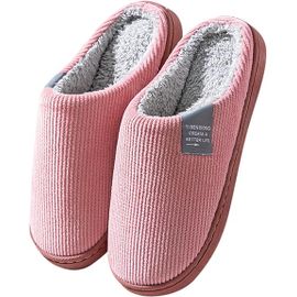 Chaussons Femme Mousse À Mémoire, Doux Coton Moelleux Avec Semelle Antidérapante Intérieur/Extérieur, Modèle À Enfiler, Disponibles En Plusieurs Tailles Et Couleurs (40/41),