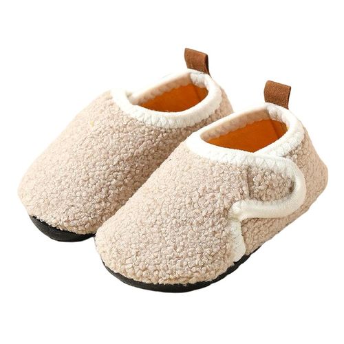 Chaussons D'automne/Hiver Pour Bébé Et Enfant En Coton Doux Anti-Dérapant - Semelle Moelleuse Et Fermeture À Pression - Chaussons Chauds Pour Intérieur - Taille 24/25 (13,6 Cm)
