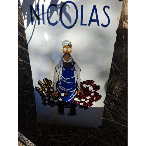 Plaque Émaillée Nicolas 70cm /40cm. Bombée . Bon État Général. Eas