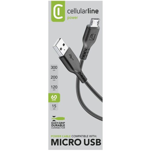 Cellularline Power Cable 60cm - MICRO USB Câble MICROUSB de charge et transfert de données.
