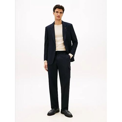 Pantalon À Fines Rayures En Laine Mélangée