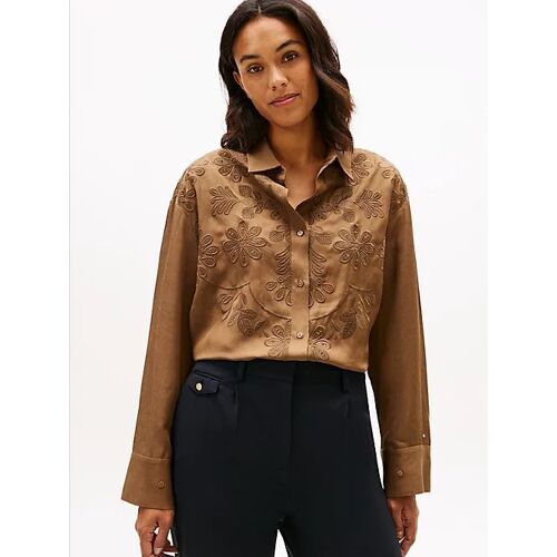 Chemise Oversize À Broderie Florale Avec Lin