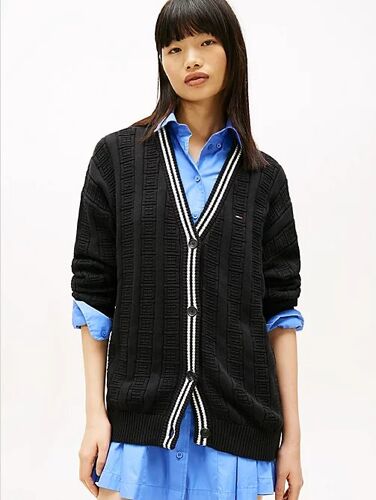 Cardigan En Maille Torsadée À Drapeau