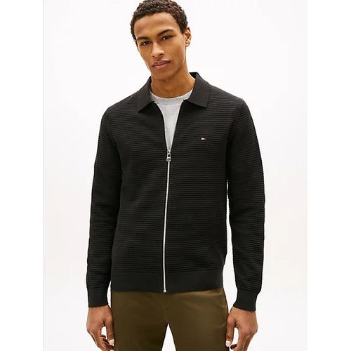 Cardigan À Col Polo Zippé En Maille Texturée