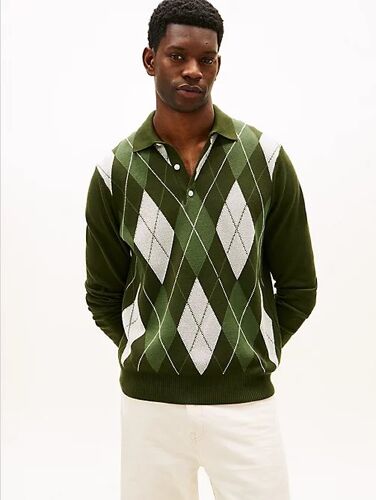 Pull À Motif Argyle Et Col Rugby