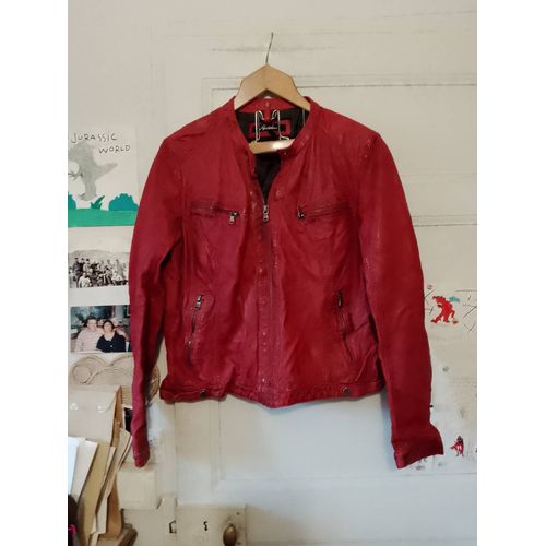 Blouson En Cuir De Vachette Rouge 38 M Redskins.