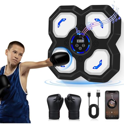 Jgd-Machine De Boxe Musicale Pour Enfants Et Adultes Équipement D'entraînement Complet Avec Gants Cible Led Pour La Concentration - Installation Murale Pour La Maison,Le Bureau Ou Le Gym