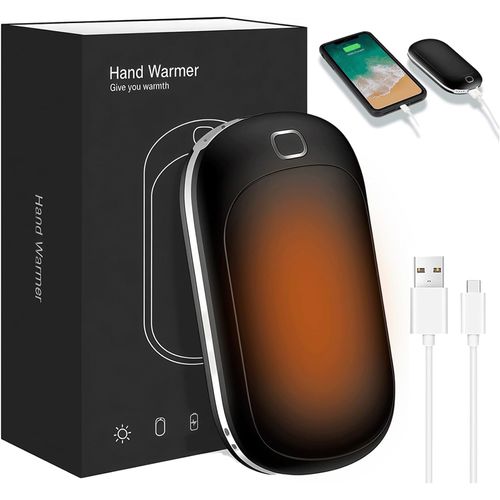 Jgd-Chauffe-Mains Électrique Rechargeable Portable Powerbank Usb, Chauffage Double Face 3 Niveaux, Réutilisable, Idéal Pour Camping Golf Outdoor, Cadeau Pour Femmes Et Hommes Noir
