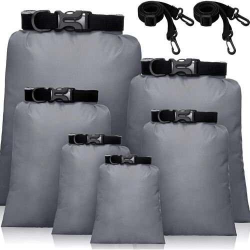 Jgd-Ensemble De Sacs Séchés Étanches 15 L + 8 L + 5 L + 4 L + 3 L + 2 L Sacs Légers Et 2 Longues Bandoulières Réglables Pour Kayak, Rafting, Navigation De Plaisance, Randonnée, Camping