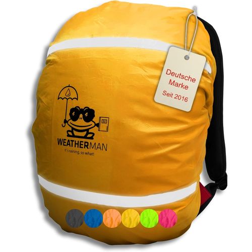 JGD-WEATHERMAN Housse de pluie imperméable pour cartable et sac à dos Couleur repérable Avec cordon élastique Revêtement anti-pluie pour la sécurité (jaune)