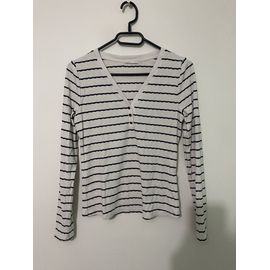 Haut Blanc Rayé Noir Cache Cache Taille S