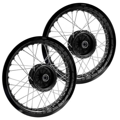 Set 2x Jante À Rayons Aluminium 2,5x16 Compatible Avec Simson S51 S50 S70 Schwalbe Kr51 Craftride Af23 Noir
