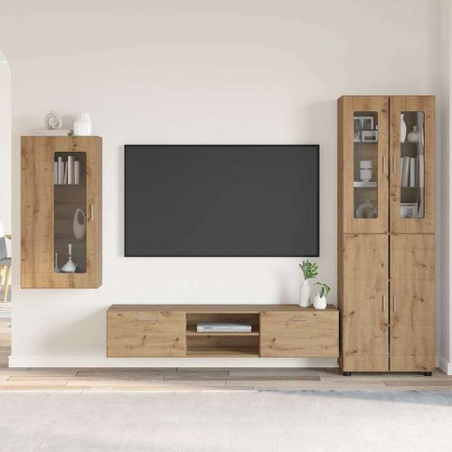 vidaXL Ensemble meuble TV avec porte Chêne artisanal Bois d'ingénierie