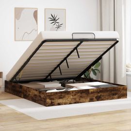 vidaXL Cadre de lit ottoman avec stockage Chêne fumé 193 x 120 x 25 cm