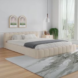 Lit nuage 140x190cm en velours beige KANSAS