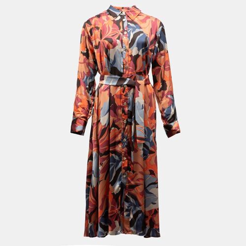 Robe Longue Chemise À Motif Avec Ceinture Femme Imperial