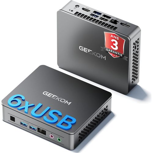 Mini PC GEEKOM (avec 3 ans de garantie) ¿ Air12 Lite, mini-PC silencieux pour le bureau, les affaires et le multimédia, avec processeur Intel N150 (version améliorée du N100), 6 ports USB¿
