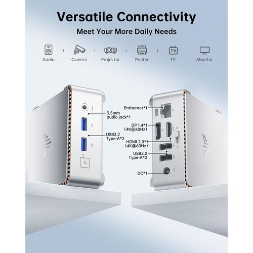 Mini PC Nipogi Essenx E2 sous Windows 11 Pro, Intel Alder Lake-N95 (jusqu¿à 3,4 GHz), 16 Go de RAM DDR4, SSD M.2 512 Go, mini-PC de bureau, double Wi-Fi, HDMI, DisplayPort, double affichage 4K¿