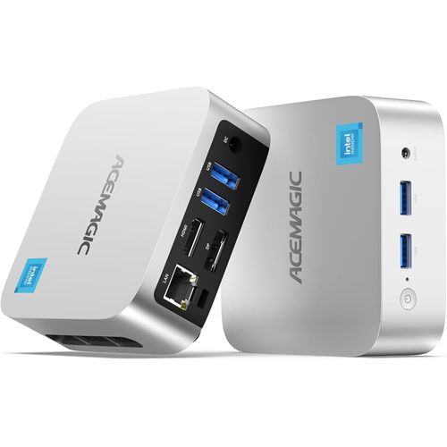 Acemagician Vista Mini V1 Mini PC avec Windows 11 Pro, processeur Intel Twin Lake N150 jusqu¿à 3,6 GHz, 8 Go DDR4 et SSD 256 Go. PC de bureau 4K HDMI x3 idéal pour le business, l¿école et le bureau.