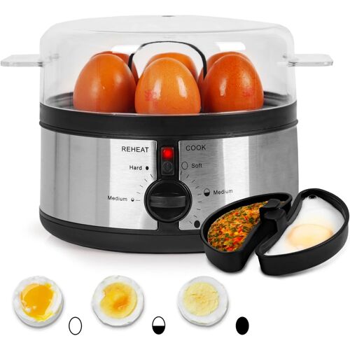 Duronic EB35 BK Cuiseur à oeufs De 1 à 7 oeufs Thermostat et minuteur pour obtenir oeufs durs ou mollets ou à la coque avec fonction dédiée pour préparer deux types de cuisson