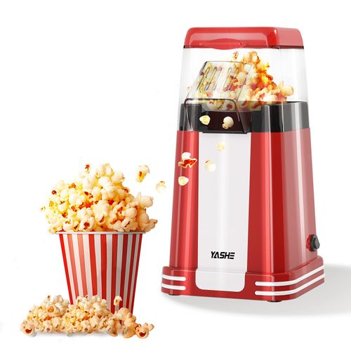 Machine a pop-corn a air chaud YASHE 1200W, gobelet doseur et bouton unique, sans huile, pour cinema maison et fetes, retro