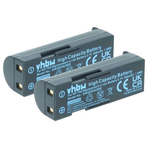 vhbw 2x Batterie compatible avec Sanyo Xacti VPC-A5 appareil photo (500mAh, 3,7V, Li-ion)