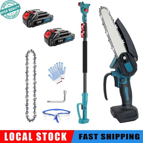 Tronçonneuse sans fil à moteur brushless de 6 pouces, tronçonneuse électrique avec deux batteries 3,0 Ah, diamètre de coupe de bois brut de 15 cm, adaptée à la coupe de bois et à l'élagage des arbres.