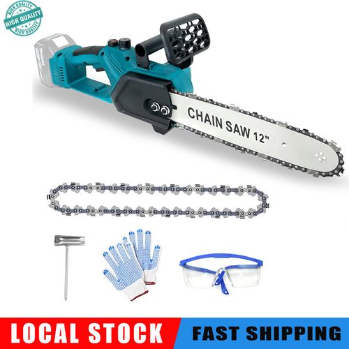 Tronçonneuse électrique sans balais, tronçonneuse sans fil 12 pouces, compatible avec les batteries Makita, adaptée à la coupe de bois et à l'élagage des arbres (batteries vendues séparément).