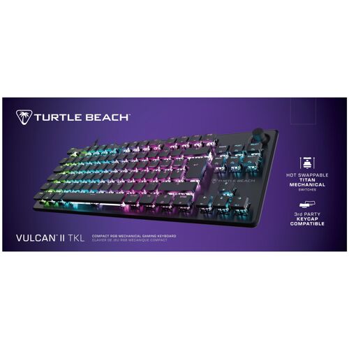 Turtle Beach Vulcan II TKL Noir RGB Clavier de gaming PC mécanique avec Interrupteurs linéaires pré-lubrifiés échangeables à chaud, éclairage RGB par touche e molette de volume. Dispotision FR AZERTY