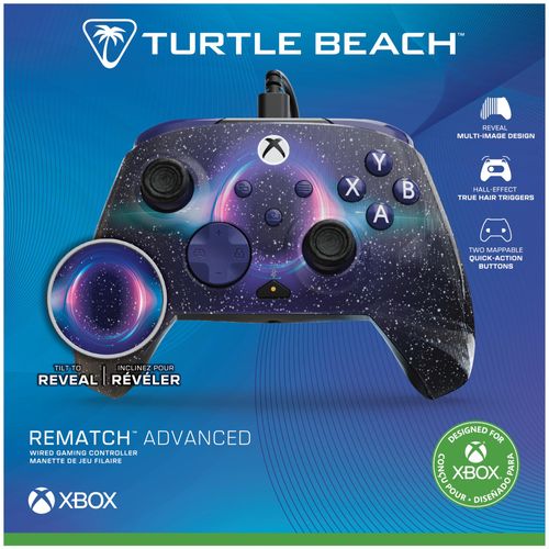 Turtle Beach Rematch Advanced Dark Cosmos Manette de jeu filaire - Licence Xbox Series XS, Xbox One et PC avec Lenticulaire, multi-design, Boutons Programmables, Gâchettes et commandes audio