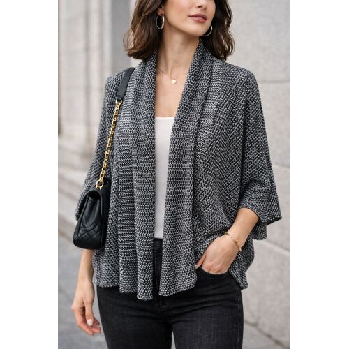 Gilet Maille Noir &amp; Blanc Zara Knit – Cardigan Fluide Ouvert – Taille M