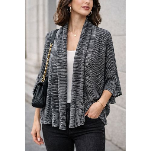 Gilet Maille Noir & Blanc Zara Knit – Cardigan Fluide Ouvert – Taille M